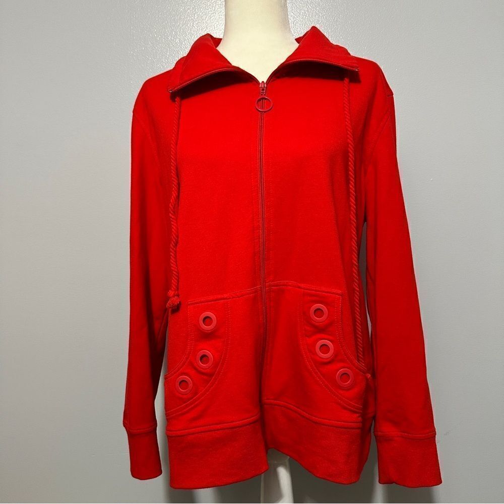 Coral Bay Zip Front Jacket with Grommet Detail Pockets Orange size XL